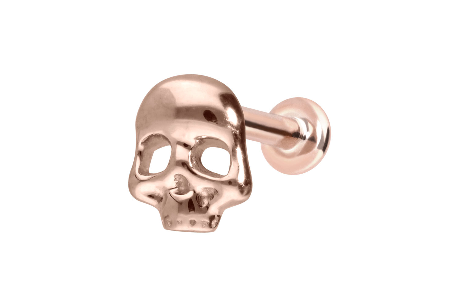 14 Karat Gold Labret mit Push Fit TOTENKOPF